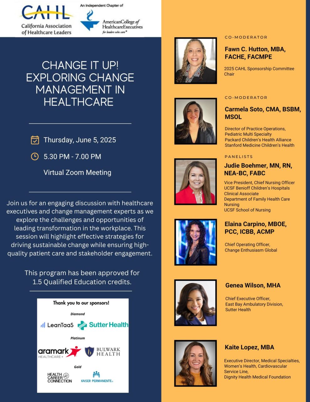 Change It Up! Exploring Change Management in Healthcare Event Flyer
