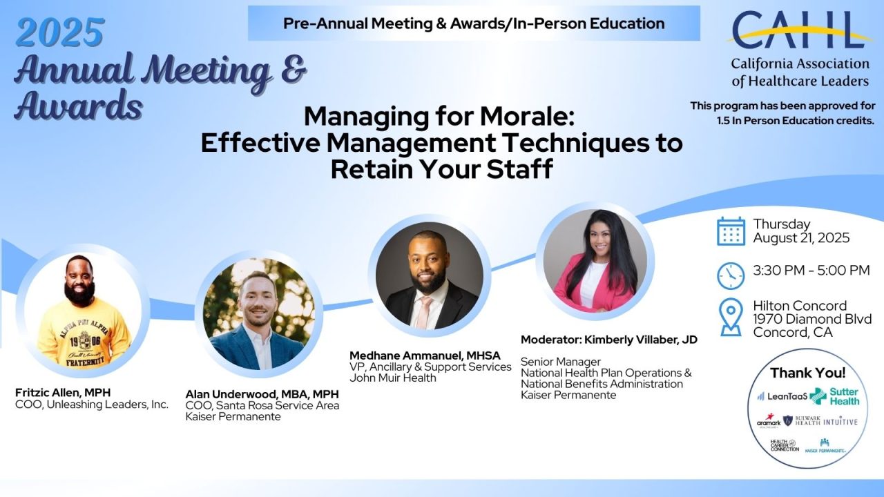 Pre Annual Meeting and Awards In Person Education Flyer for Managing for Morale Effective Management Techniques to Retain Your Staff