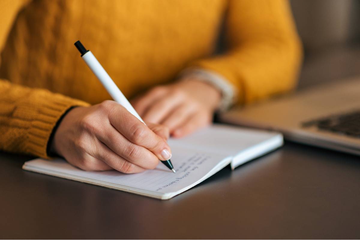 Photo of a professional journaling